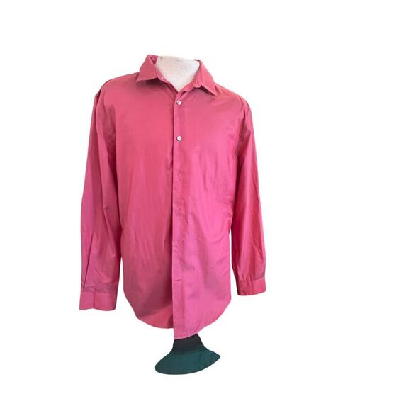 PERRY ELLIS LONG SLEEVE CORAL BUTTON UP 100% COTTON MENS SIZE XL - Picture 1 of 5